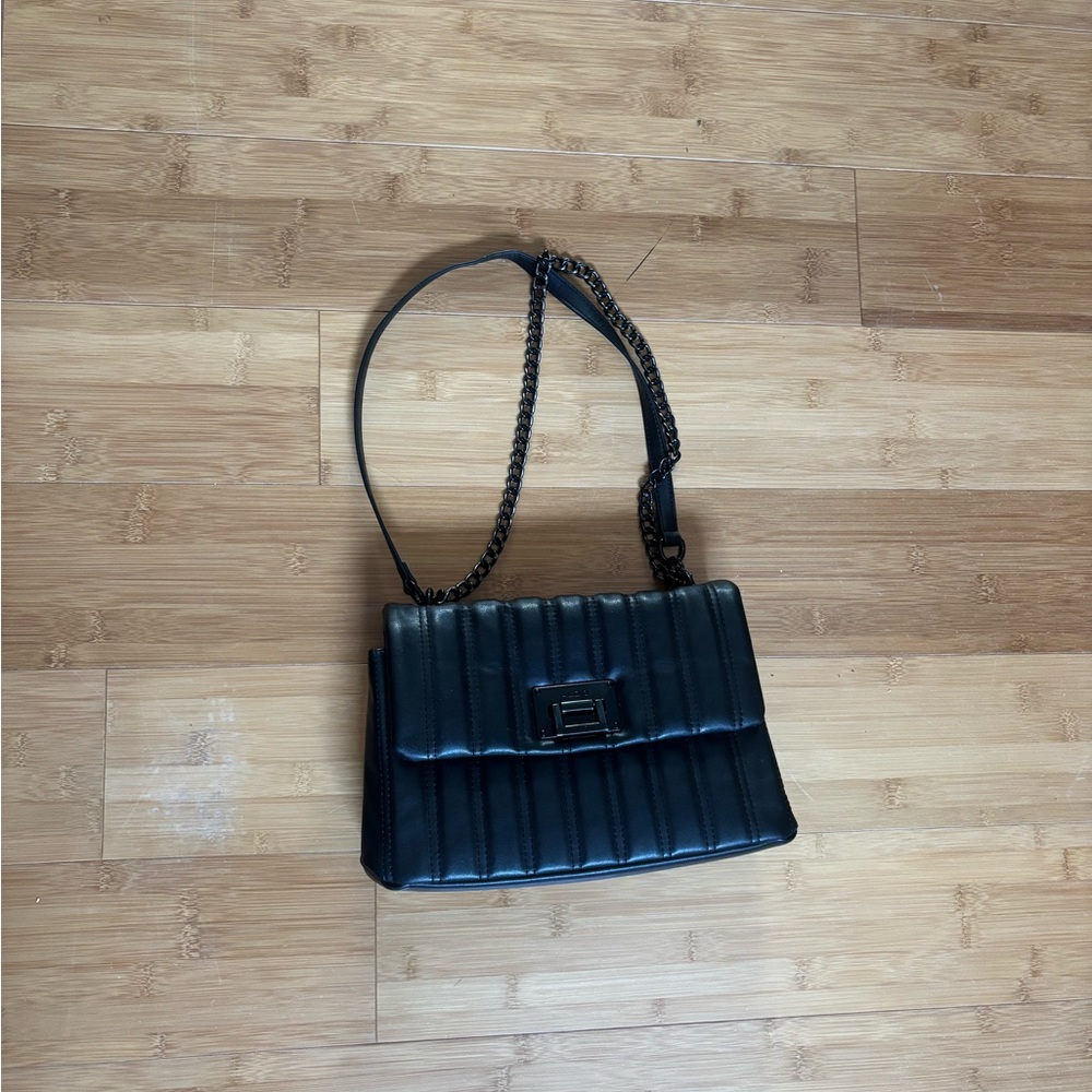 Aldo black faux leather purse with chain!